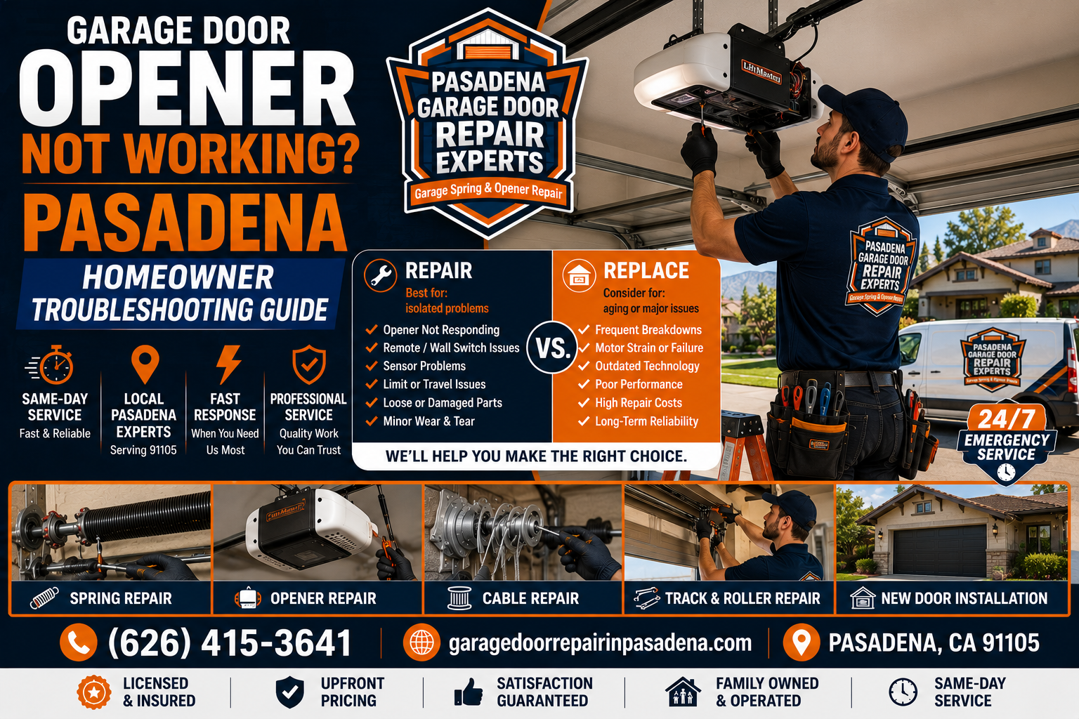 Pasadena homeowner garage door opener troubleshooting guide from Pasadena Garage Door Repair Experts