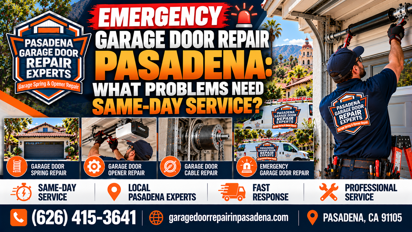 Emergency garage door repair in Pasadena: which garage door problems need same-day service