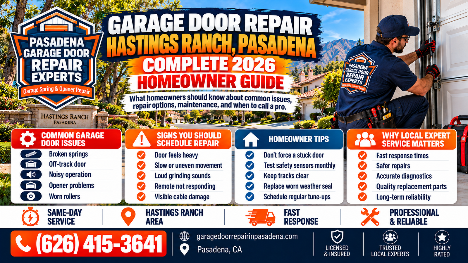 Garage Door Repair Hastings Ranch Pasadena Complete 2026 Homeowner Guide
