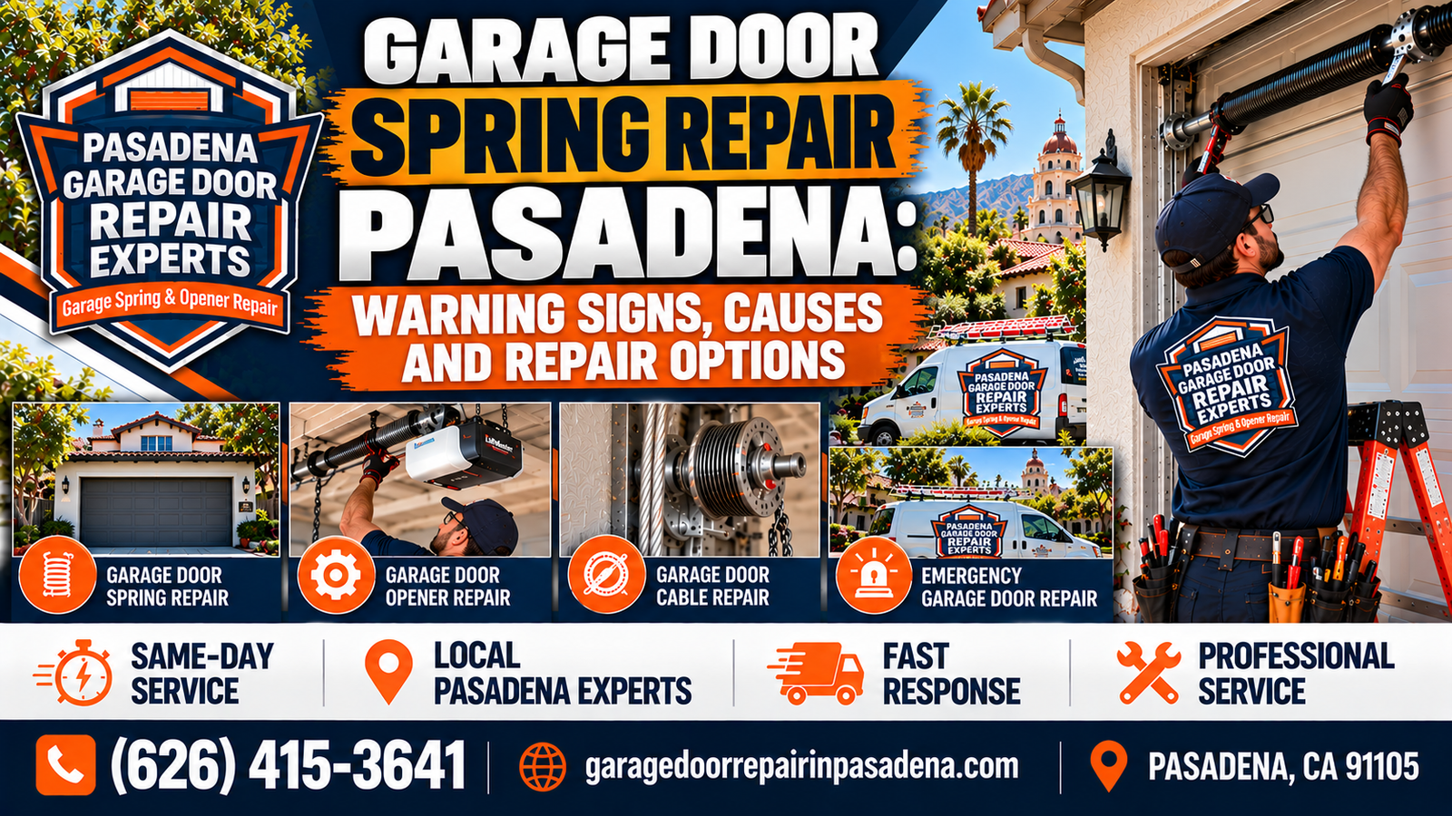 Garage door spring repair in Pasadena: warning signs, causes, and repair options