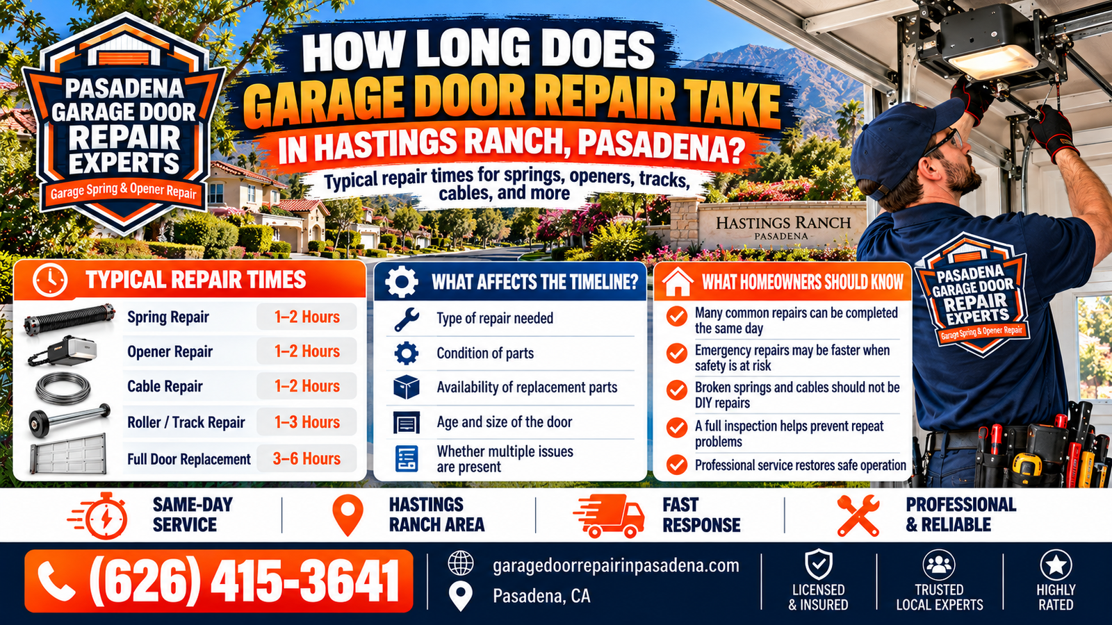 How Long Does Garage Door Repair Take in Hastings Ranch Pasadena
