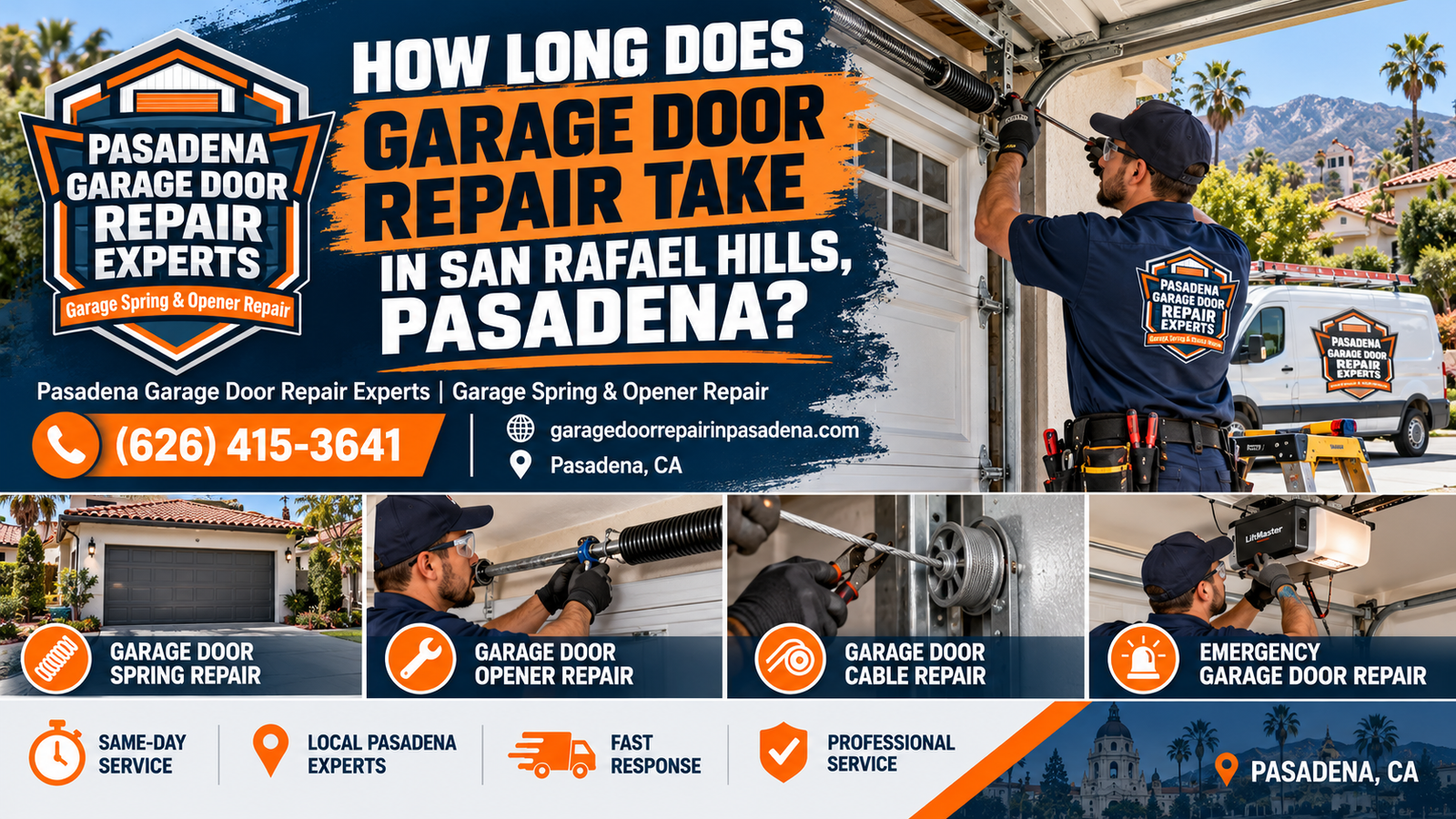 How long garage door repair takes in the San Rafael Hills, Pasadena