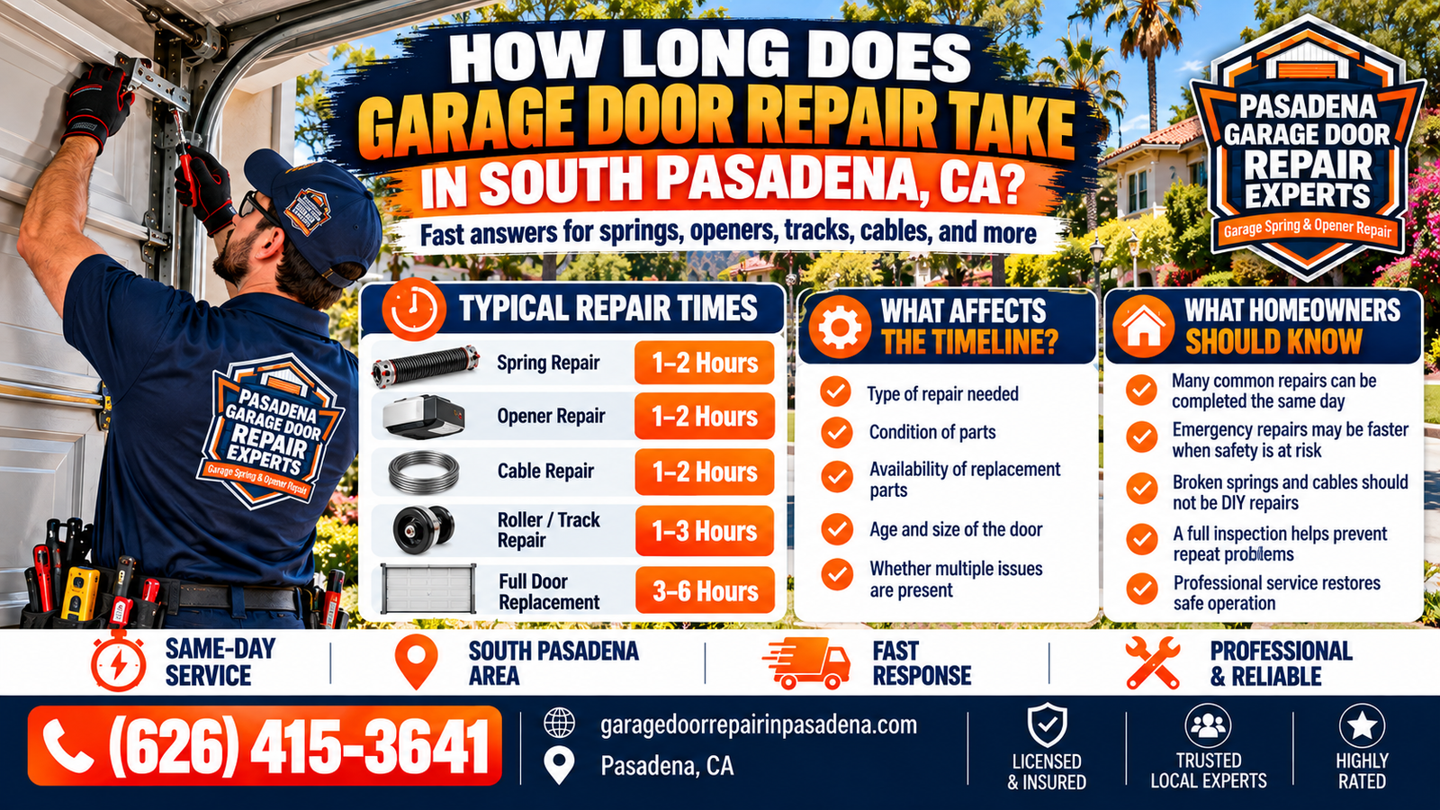How Long Does Garage Door Repair Take in South Pasadena CA
