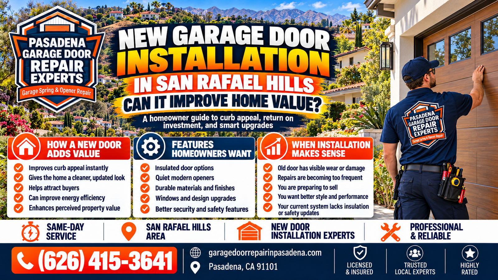 New Garage Door Installation in San Rafael Hills Pasadena