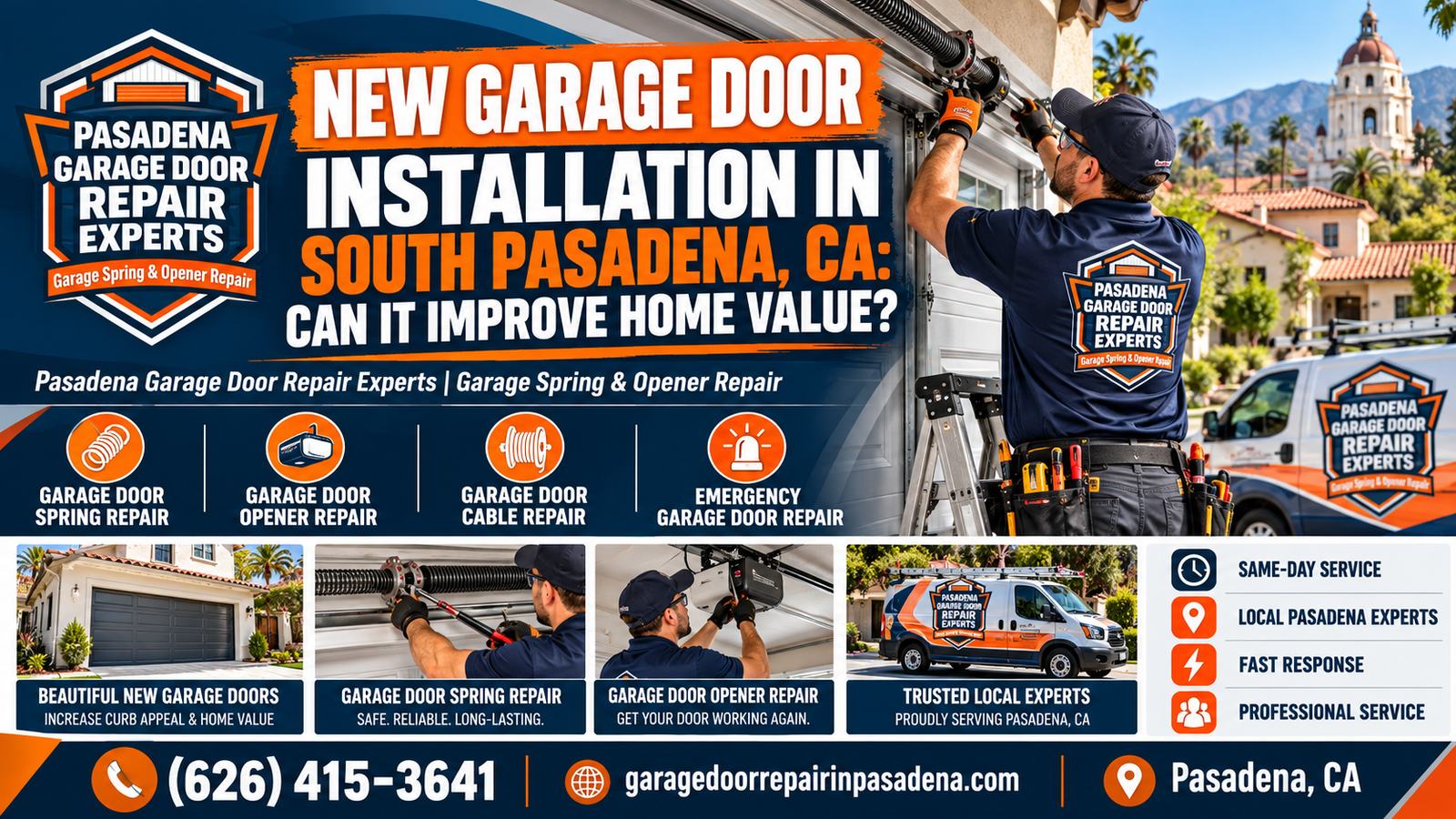 New garage door installed on a South Pasadena home, improving curb appeal from the street