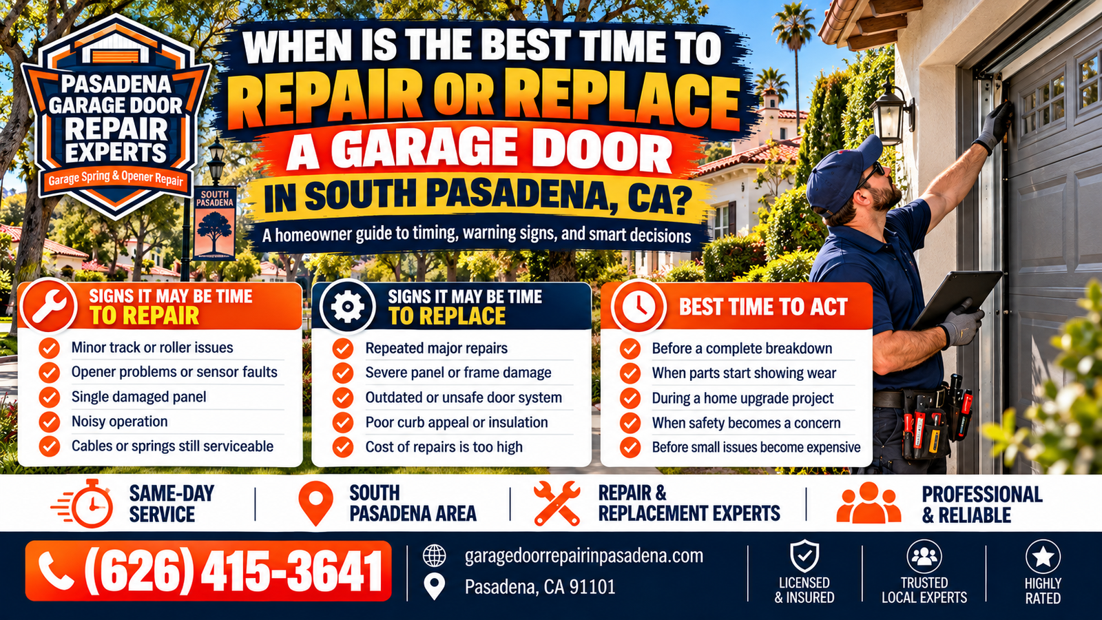 When Is the Best Time to Repair or Replace a Garage Door in South Pasadena CA